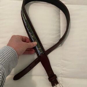 Brighton Brown Leather Belt with Green multi color golfers VTG Rare Find